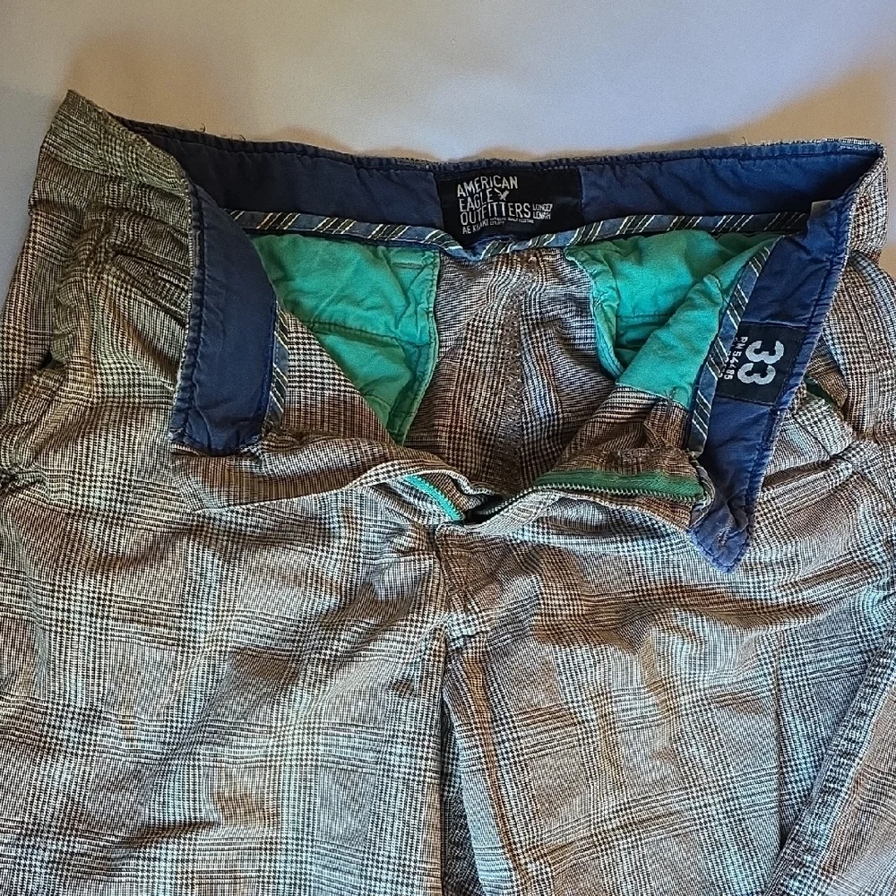 Men's Plaid Tan Shorts